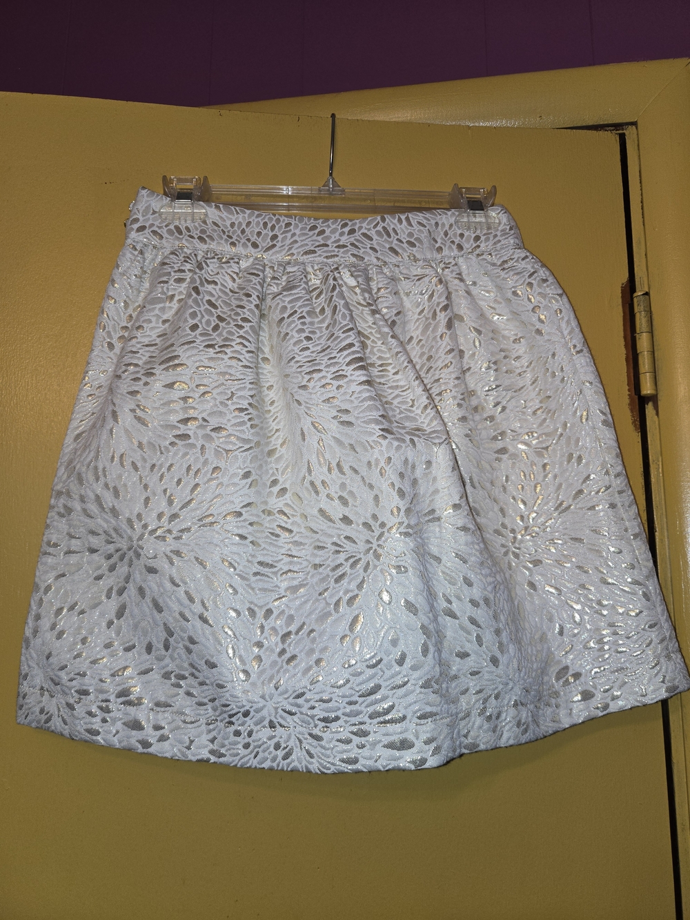 Alya White Eyelet A-Line Skirt with Metallic Underlay - Picture 3 of 3